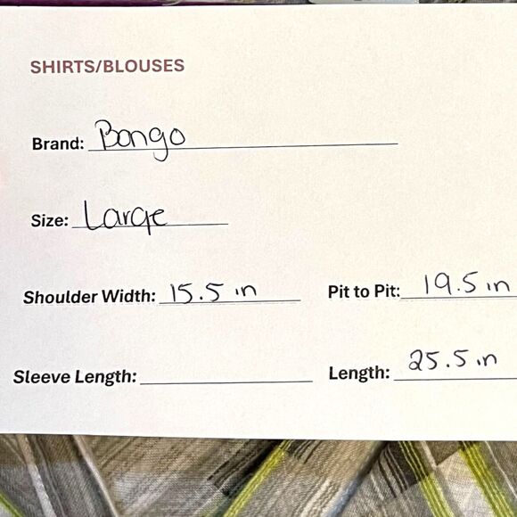 Bongo Button Up Shirt Women's Large Multicolor Geometric Pocket Roll Tab Sleeve - Picture 8 of 8